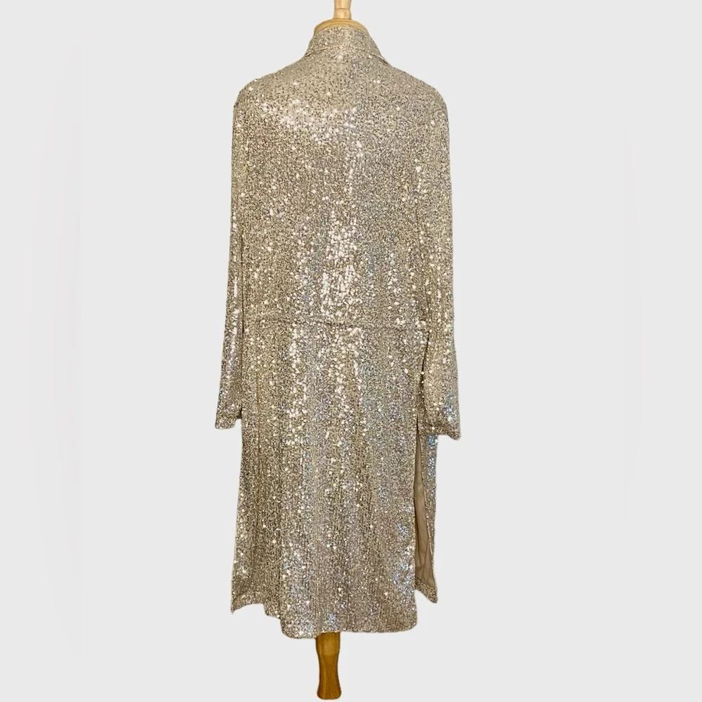 STEVE MADDEN Show Stopper Duster Silver Disco NWT Small - Picture 7 of 10